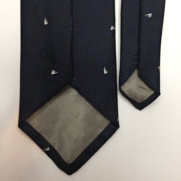 Bernie of California Mens Tie Necktie Navy Blue White Gold Sparkles Formal - Picture 4 of 9